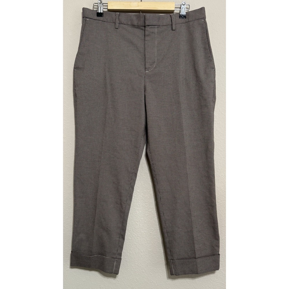 Banana Republic Women's Pants 34slim (14) Houndstooth Cuffed Hem Preppy Academia